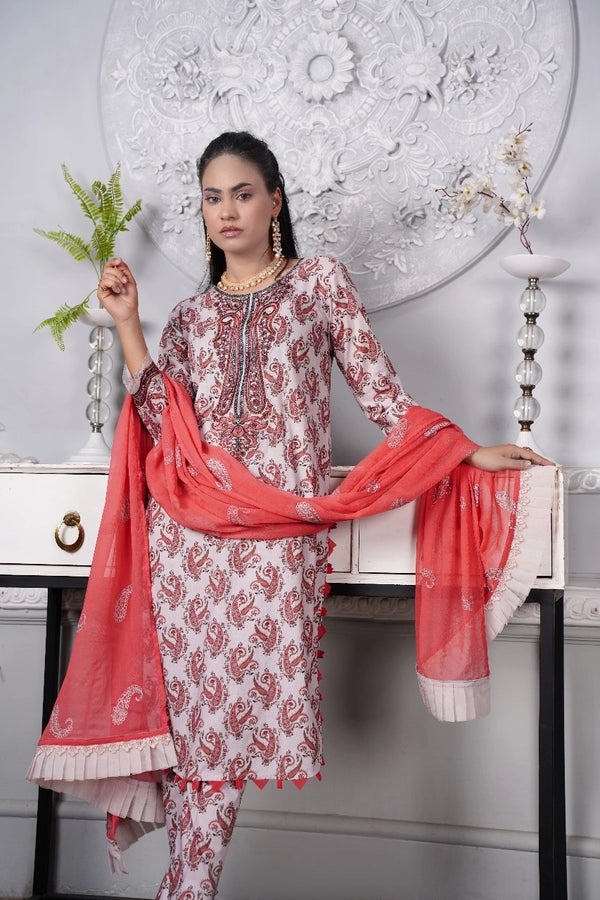 3pcs printed unstitched suit