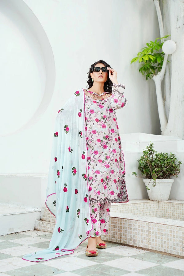 پشتون unstitched 3pcs suit with patch