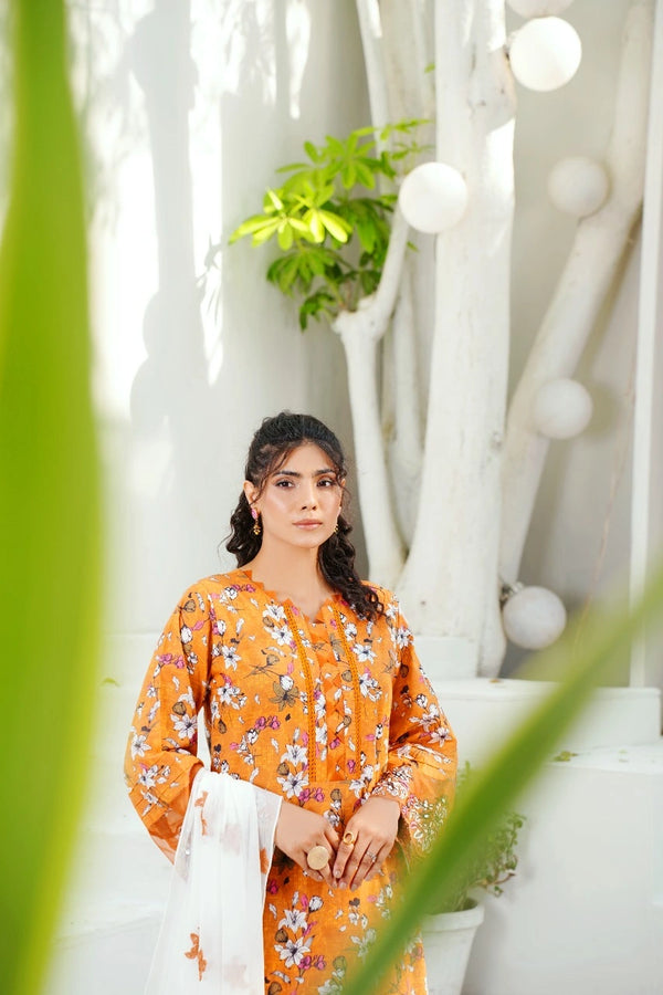unstitched printed lawn shirt and chiffon dupatta with patches پشتون by zeeshah