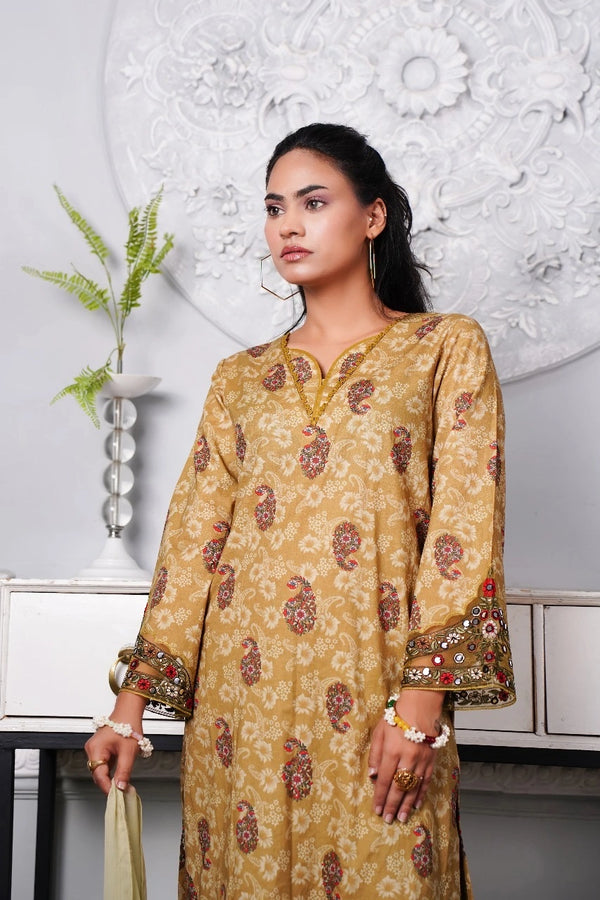 مالیار by zeeshah unstitched printed lawn shirt and trouser with chiffon dupatta and patches