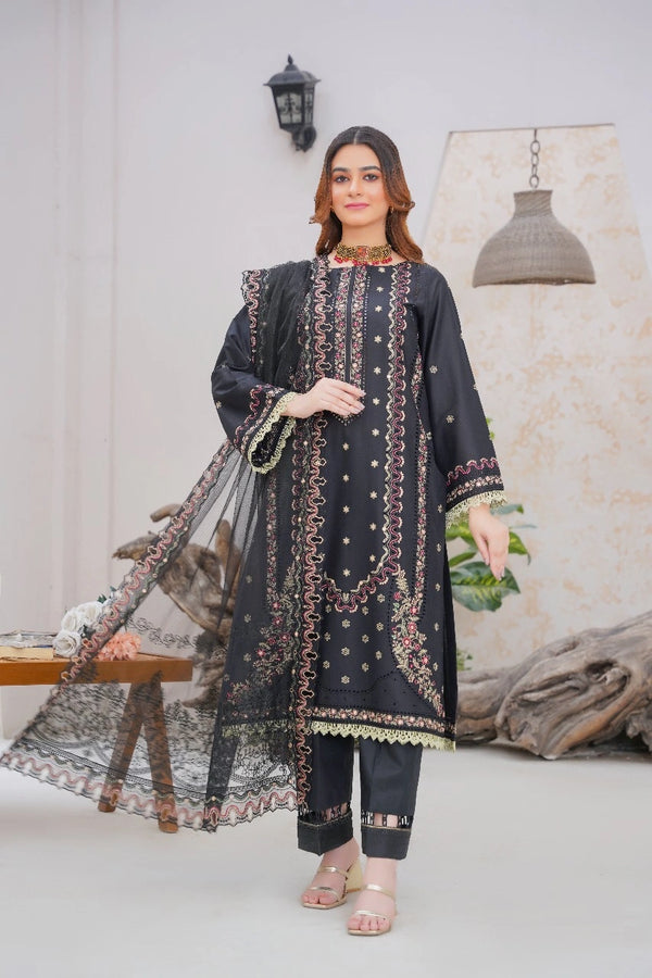 3pcs Embroidered signature lawn suit