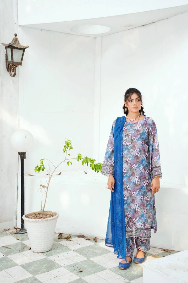 پشتون unstitched 3pcs suit with patches