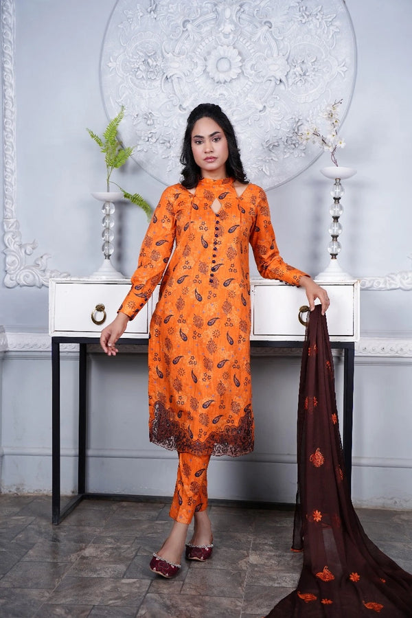 مالیار unstitched 3pcs suit with patches